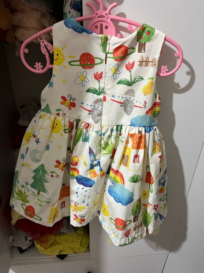 Renkli Baskılı Bohem Kız Elbisesi - Görsel 2