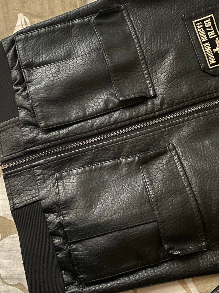 Kadın Siyah Deri Biker Ceket - Görsel 5