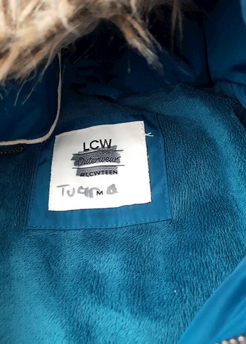 Kadın Mavi Midi Kaban, Kürklü Kapüşonlu - Görsel 2