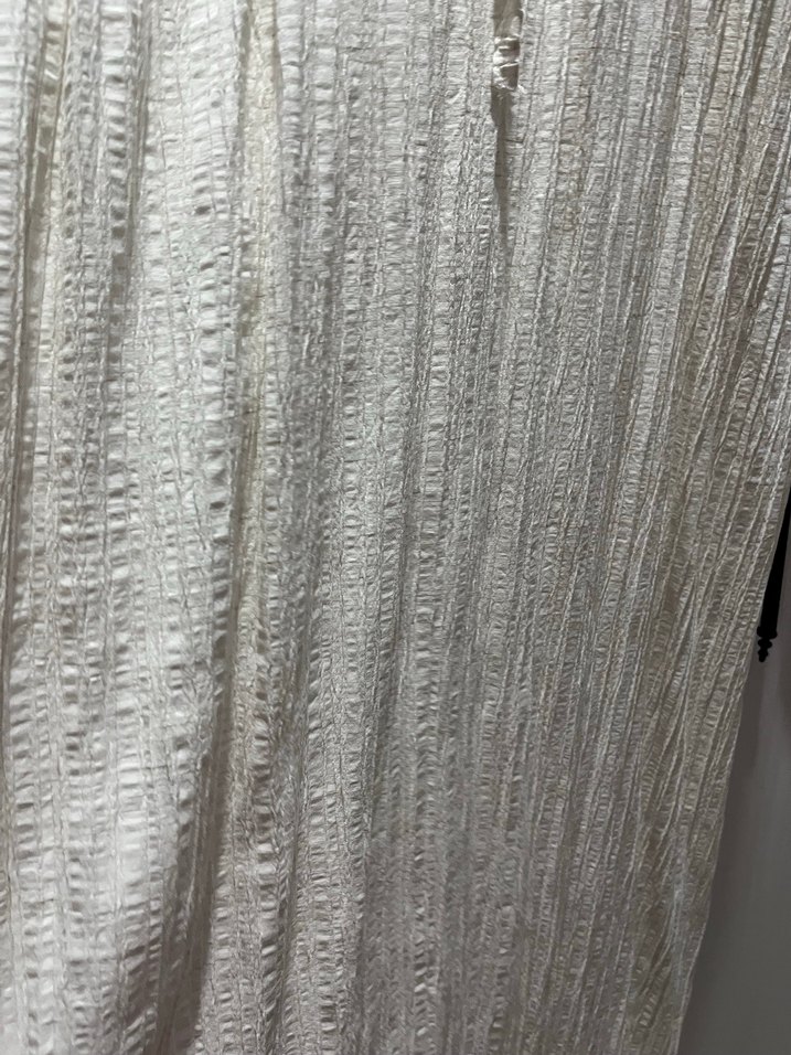 Dantel Yakalı Beyaz Uzun Keten Elbise - Görsel 3