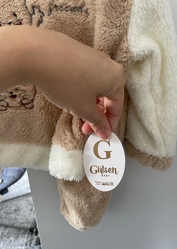 Diğer Kahverengi Peluş Kedi Desenli Bebek Takımı