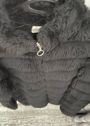 Diğer Siyah Kürk Detaylı Kadın Peluş Mont