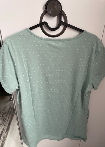 Turkuaz Düğmeli Hamile Tişörtü - Görsel 4