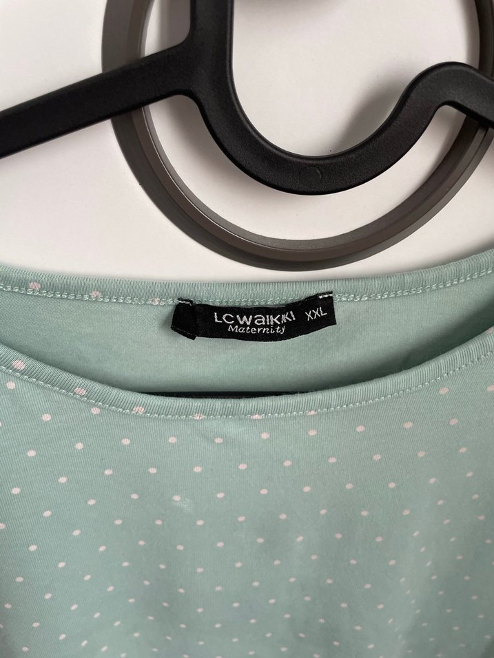 Turkuaz Düğmeli Hamile Tişörtü - Görsel 2