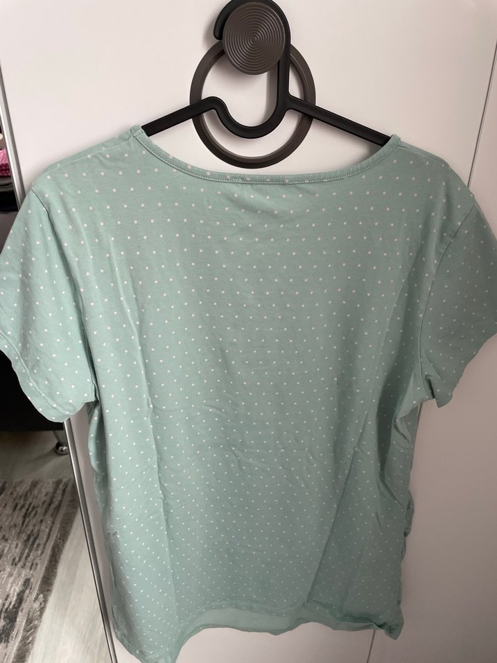 Turkuaz Düğmeli Hamile Tişörtü - Görsel 4