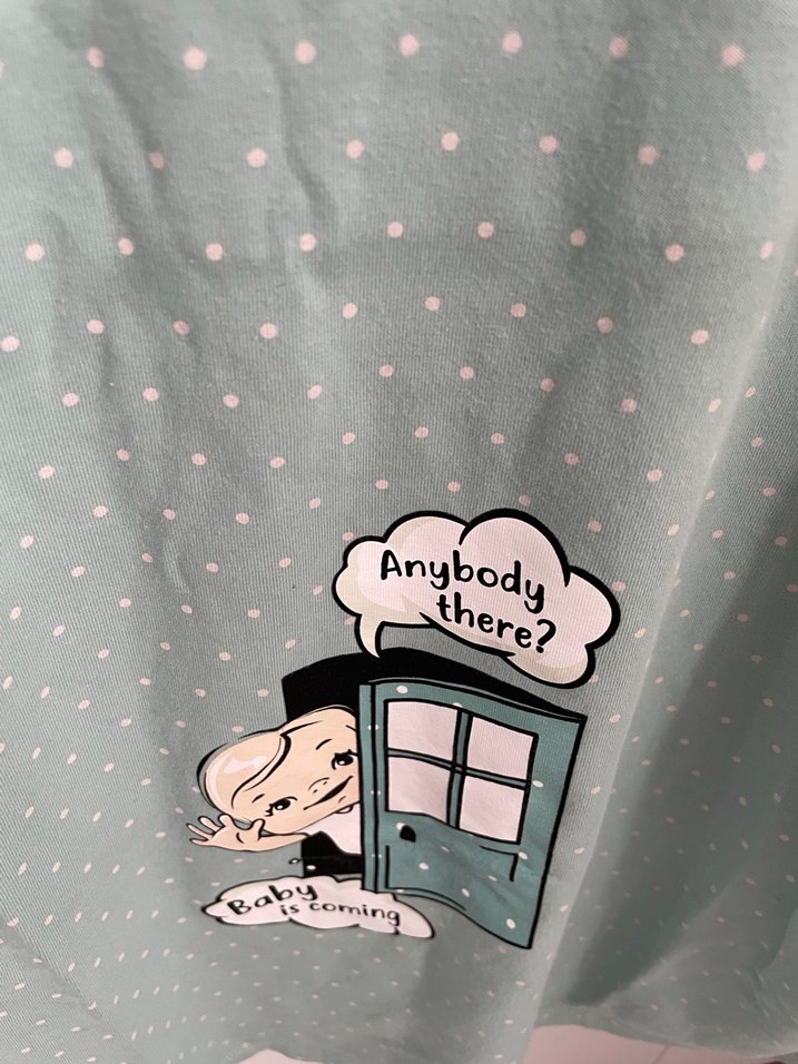 Turkuaz Düğmeli Hamile Tişörtü - Görsel 3