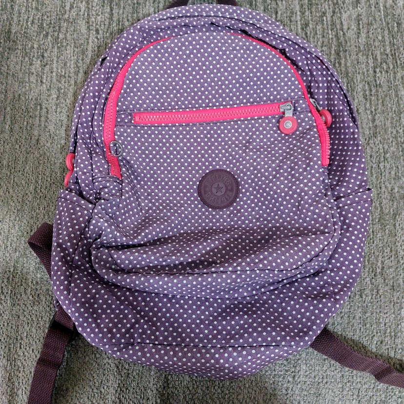 Mor Puantiyeli Fermuarlı Kiz Sırt Çantası - Görsel 3