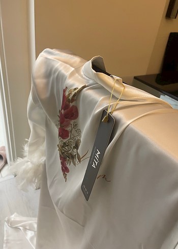 Bordo Desenli Midi Otriş Kadın Mom yazılı Sabahlık - Görsel 4