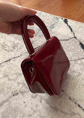 Bordo siyah rugan kadın çanta - Görsel 2