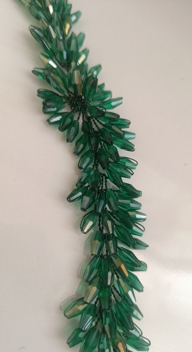 şal Yeşil Boncuk İşlemeli Kadın aksesuar - Görsel 2