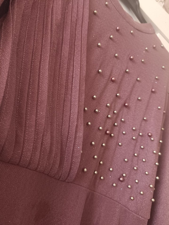 Uzun Mor Drapeli Abiye Elbise - Görsel 4