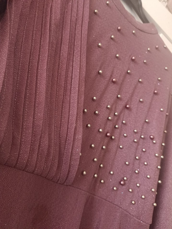 Uzun Mor Drapeli Abiye Elbise - Görsel 3