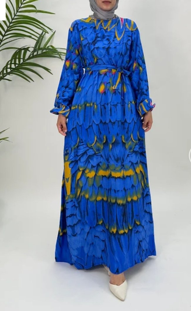 Diger Kadın Mavi Piliseli Uzun Elbise - Görsel 2