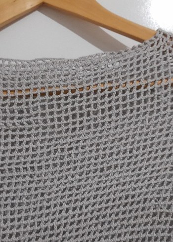 Gri Örgü Kadın Uzun Kollu Kazak - Görsel 4