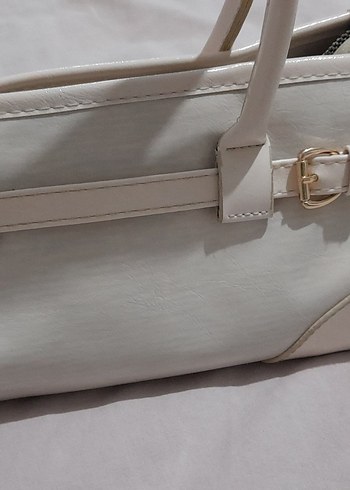 Klasik krem Deri Kadın Çanta - Görsel 3