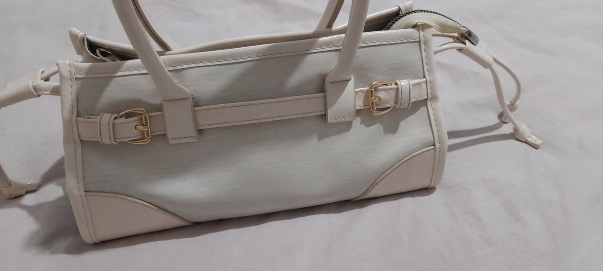 Klasik krem Deri Kadın Çanta - Görsel 3