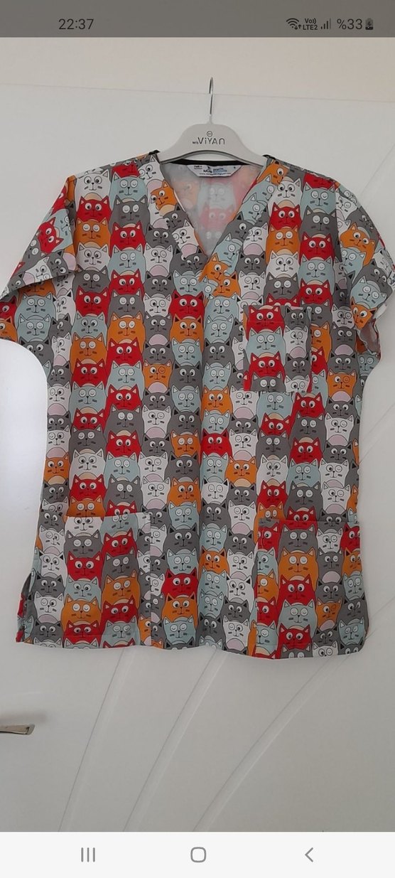 Kedi Temalı  Hemşire Forması - Görsel 2