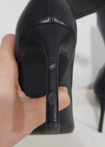 bershka Siyah Deri İnce Topuklu Kadın Bot - Görsel 5