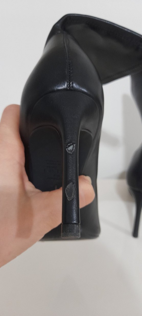 bershka Siyah Deri İnce Topuklu Kadın Bot - Görsel 5