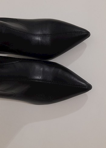 Siyah Deri Topuklu Kadın Bot - Görsel 4