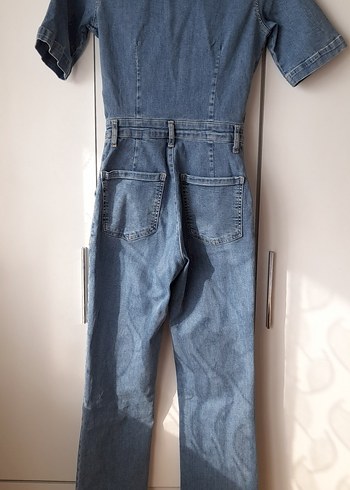 Denim Kısa Kollu Kadın Tulum - Görsel 5