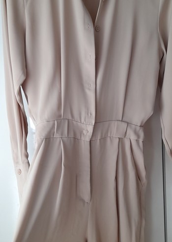 Bej Uzun Kollu Kadın Tulum - Görsel 3