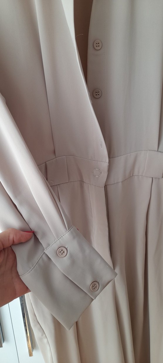 Bej Uzun Kollu Kadın Tulum - Görsel 4