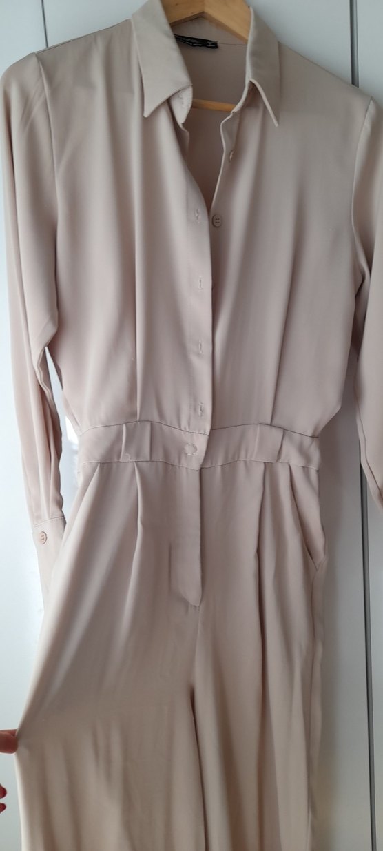 Bej Uzun Kollu Kadın Tulum - Görsel 3