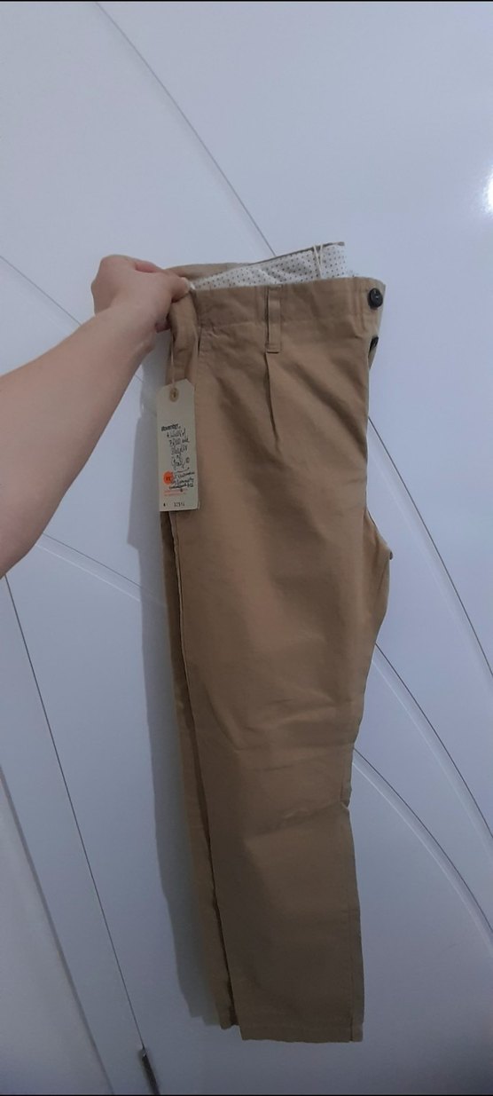 Bej keten Kumaş Erkek  Pantolon - Görsel 3