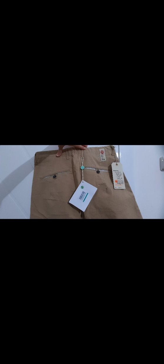 Bej keten Kumaş Erkek  Pantolon - Görsel 5