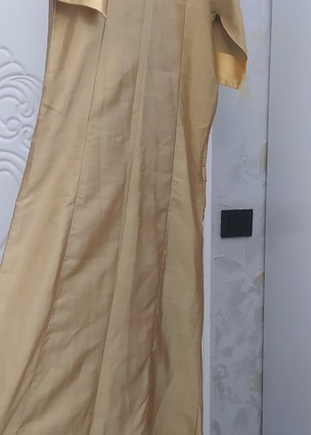 Bej Uzun Kollu Drapeli Kadın Elbise - Görsel 2