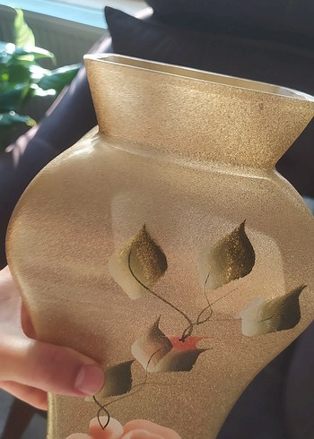Beden Vintage Altın Renkli Çiçek Desenli Tabak Seti