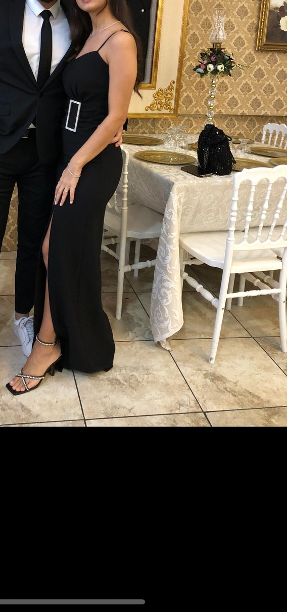 Siyah Strappy Uzun Elbise - Görsel 3