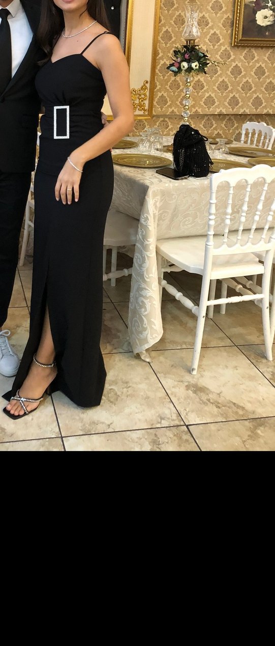 Siyah Strappy Uzun Elbise - Görsel 4