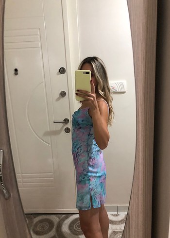 Şeffaf, Straplez, Bağlama Desenli Midi Elbise - Görsel 3