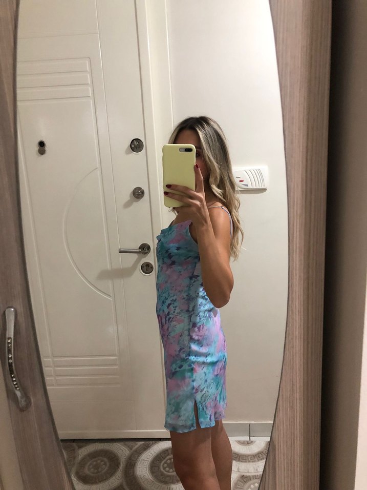 Şeffaf, Straplez, Bağlama Desenli Midi Elbise - Görsel 3