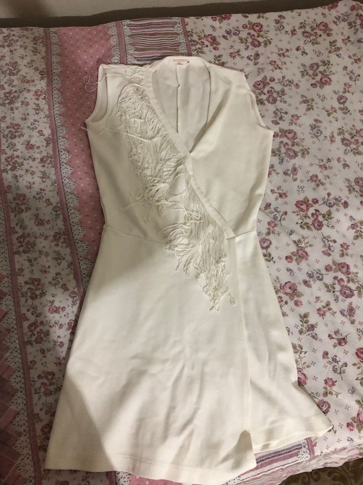 Beyaz Drapeli Straplez Midi Tulum - Görsel 4