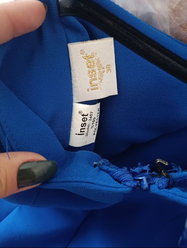 Mavi Straplez Uzun Abiye Elbise - Görsel 4