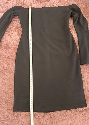 Siyah V Yaka Uzun Kollu Mini Elbise - Görsel 5