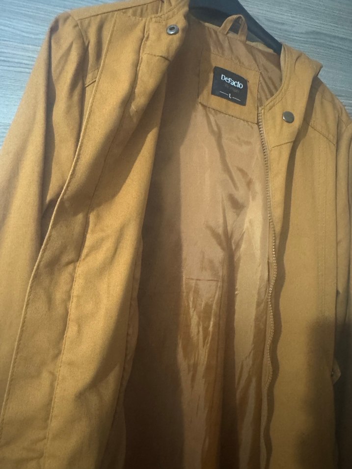 Hardal sarısı trençkot (defacto) - Görsel 4