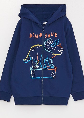 Erkek Çocuk Dinozor Baskılı Fermuarlı eşofman takım - Görsel 2