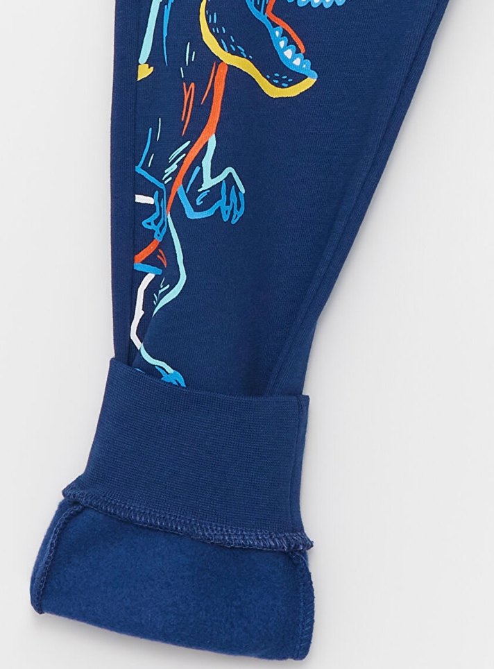 Erkek Çocuk Dinozor Baskılı Fermuarlı eşofman takım - Görsel 5