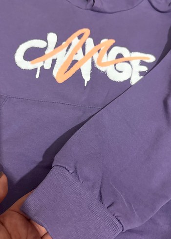 Mor Kapüşonlu Rahat Kesim erkek çocuk Sweatshirt - Görsel 3