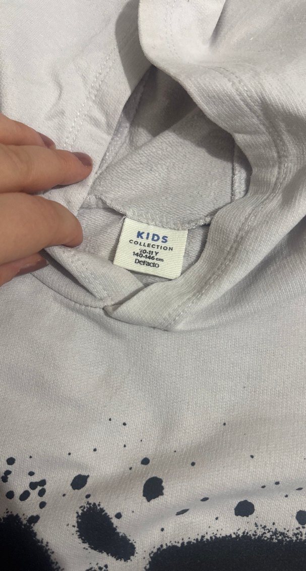 Beyaz Baskılı Uzun Kollu Rahat erkek çocuk Sweatshirt - Görsel 3