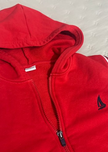 Kırmızı  Kapüşonlu Fermuarlı Erkek çocuk Yelek - Görsel 2