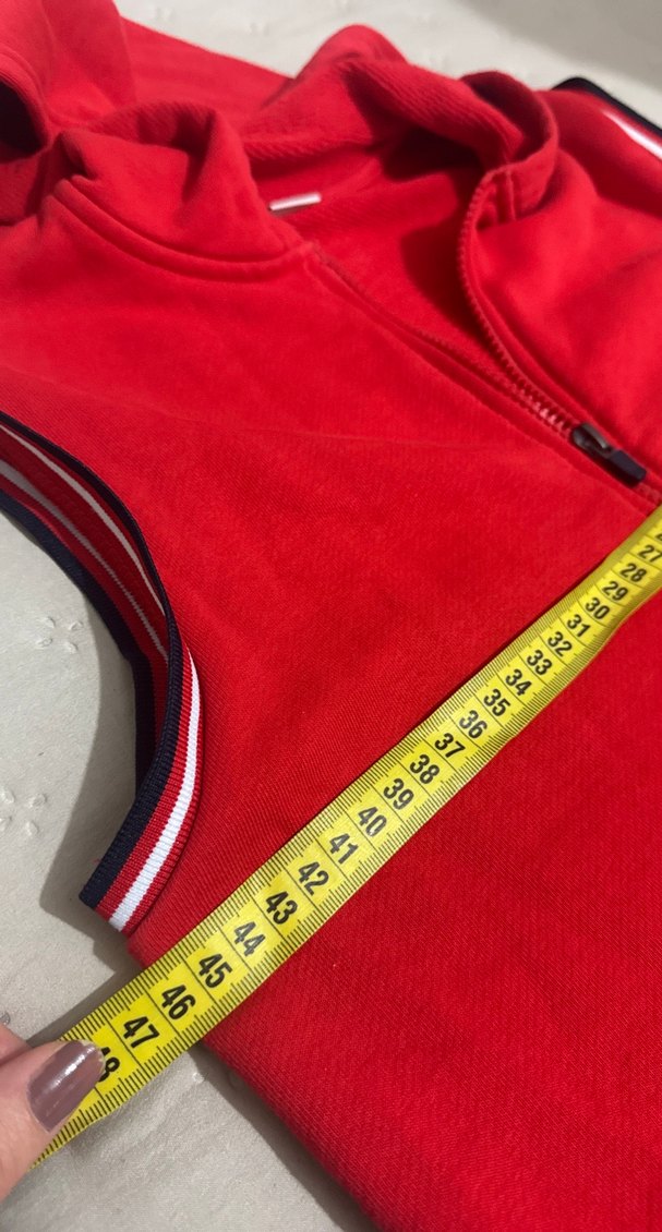 Kırmızı  Kapüşonlu Fermuarlı Erkek çocuk Yelek - Görsel 5