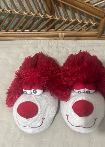 Kırmızı Renkli Peluş unisex Ev Terliği - Görsel 2