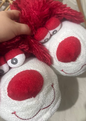 Kırmızı Renkli Peluş unisex Ev Terliği - Görsel 6