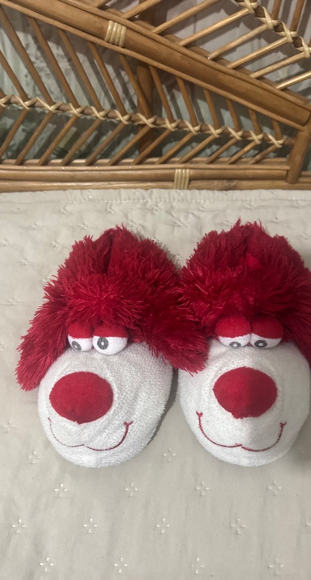 Kırmızı Renkli Peluş unisex Ev Terliği - Görsel 2