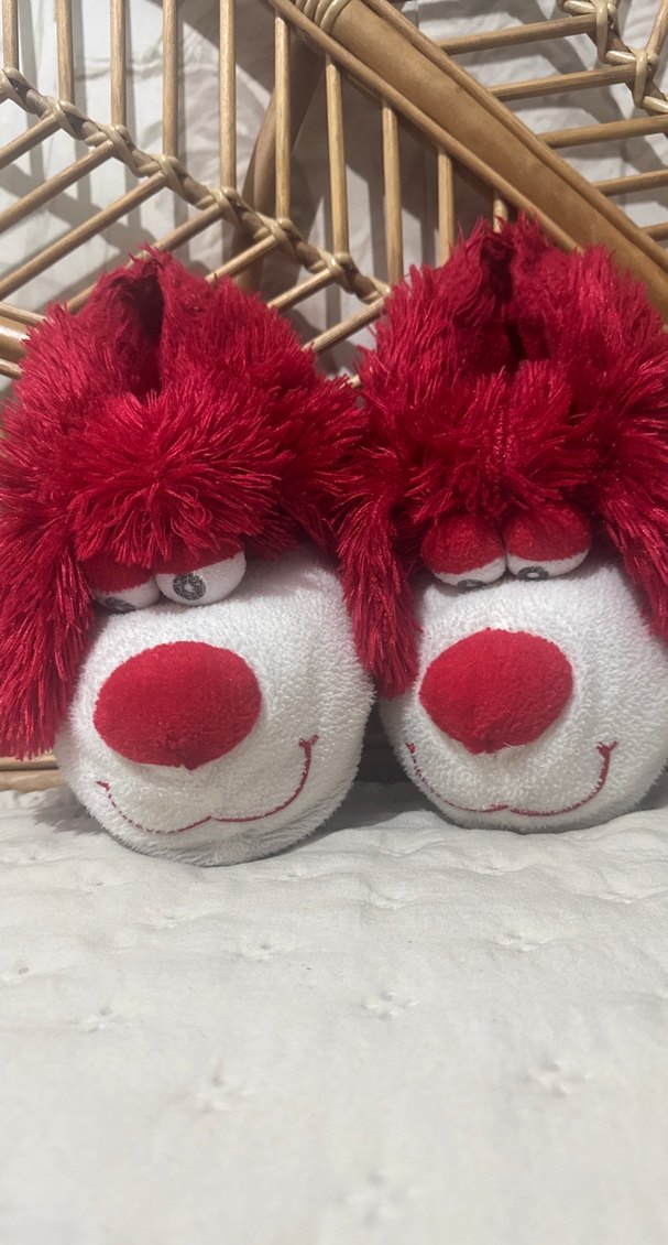 Kırmızı Renkli Peluş unisex Ev Terliği - Görsel 5